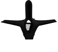 Faringoto String en nylon pour homme ouvert sur le devant - Dos en T - Slip taille basse - Sous-vêtements avec poche bombée, noir, Medium