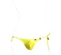 Faringoto String en soie glacée pour homme avec anneau en acier élastique - respirant, extensible et taille réglable, jaune, Small