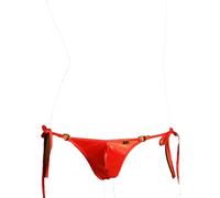 Faringoto String en soie glacée pour homme avec anneau en acier élastique - respirant, extensible et taille réglable, Rouge, Small
