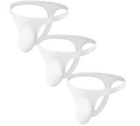 Faringoto String en soie glacée pour homme - String transparent respirant taille basse en noir ou blanc, 3 Blanc, Small