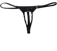 Faringoto String Homme No Cover Ice Silk String Sous-Vêtements Taille Basse Creux Elastique Sexy Mince, noir, X-Large