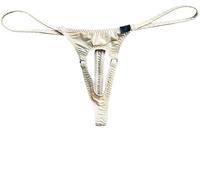 Faringoto String Homme No Cover Ice Silk String Sous-Vêtements Taille Basse Creux Elastique Sexy Mince, chair, Small