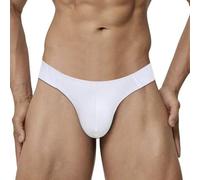 Faringoto String rayé pour homme - Taille basse - Respirant et extensible - Blanc, blanc, Large