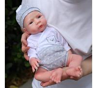 Farious 46CM Realistic Full Silicone Baby Doll,Lifelike Reborn Baby Dolls, Toy, and Collectible.Bald Drinkable Girl 013-d