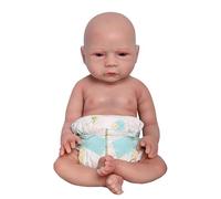 Farious 46CM Realistic Full Silicone Baby Doll,Lifelike Reborn Baby Dolls, Toy, and Collectible.Bald Drinkable Boy 026-d