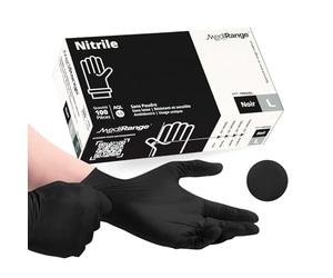Farla Medical MediRange Disposable Large Nitrile Gloves - Powder Free and Latex Free Surgical Gloves - Multi-Purpose, Single Use Medical Grade - Box of 100, Black