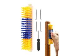 Farm Animal Scratch Brush - Wooden Grooming Post, Secure Four Screw Install