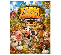 Farm Animals Coloring Workbook: 50 Big & Easy Coloring Pages with Farm Animal Facts and Hidden Object Challenges for Kids Ages 3-6