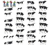 Farm Animals Figure Toys Set,AN8704 36PCS 1:87 Well Painted Model Cows figures HO Scale Model Train Scenery Layout Miniature Landscape