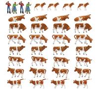 Farm Animals Figure Toys Set,AN8705 36PCS 1:87 Well Painted Model Cows Figures HO Scale Model Train Scenery Layout Miniature Landscape