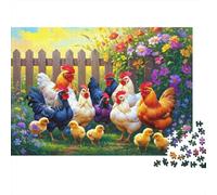 Farm Chicken Family 100% Recycled Cardboard Backyard Chickens 1000Pc Jigsaw Puzzle for Adults Challenging & Brainteasing 52x38cm/1000pcs