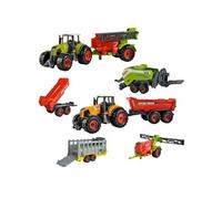 ISO TRADE FARM Coffret jeu 6 engins agricoles jouets enfants tracteurs remorques G