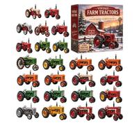 Farm Fleet Lot de 24 comptes à rebours en acrylique 2D vintage | Calendrier de compte à rebours de Noël pour les vacances, les fêtes, les bureaux, la voiture, la maison, la salle de classe
