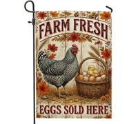 Farm Fresh Eggs Drapeau rustique avec citation poule d'automne 30,5 x 45,7 cm