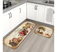 Farm Fresh Lot de 2 tapis de cuisine doux pour sol, motif verger vintage, tapis doux, confortable, lavable, antidérapant pour éviers, buanderie, salle de bain