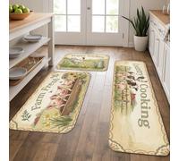 Farm Fresh Lot de 3 tapis de cuisine doux pour sol, style campagnard vintage, coussin printanier, confortable, lavable, antidérapant pour cuisine, évier, buanderie, salle de bain