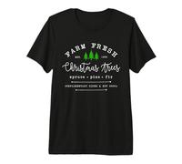 Farm Fresh Xmas Tree, Pine Retro Vintage Graphic Christmas T-Shirt Haut de Gamme