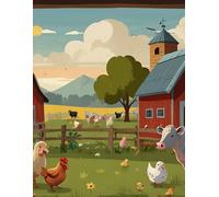 Farm Life Notebook for Kids - Graph Paper, 110 Pages - Cute Tractors, Animals & Countryside Design - School & Drawing Book: Red Tractor and Farm ... for Boys & Girls Who Love Farms and Nature