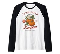 Farm Organic Pumpkin Fresh Farmer's Market Vintage Fall Manche Raglan