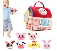 Farm Playset, Animaux en Peluche de Ferme | Faire Semblant de Jouer en Peluche sensorielle Ensemble | Développement des Mains de l'ensemble de Ferme avec Miroir pour, garçons, Filles