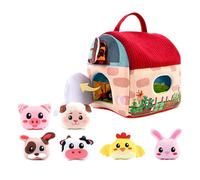 Farm Playset - Farm Animal Toys | Ensemble De Jeu De Prétendus Animaux En Peluche Mignon | Jouet De Transporteur De Grange De La Ferme Avec Miroir Pour Le Panier De Pâques Anniversaire De Noël