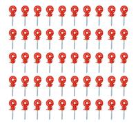 Farm Ranch Electric Fence Insulators 50PCS Red Self Tapping Locking Insulator Pegs for Wood Posts Weatherproof PVC Insulation Nails for Livestock Poultry Security Fencing System