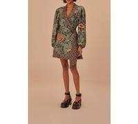 FARM Rio Arabesque Floral Green Long Sleeve Mini Dress Taille: XS | Robes Mini Outlet | Femme | Vert