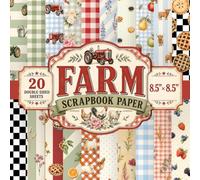 Farm Scrapbook Paper: 8.5" x 8.5" 20 Designs Double-Sided Decorative Craft Paper with Rustic Tractors, Farm Animals, Country Florals, Gingham Checks, ... Card Making, Decoupage, Origami & Collage