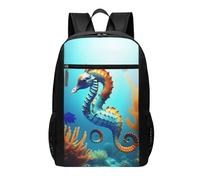 Farm SunflowerBackpack Sac à dos pour ordinateur portable 17" adapté pour les voyages ou le travail, Hippocampe corail des fonds marins, taille unique