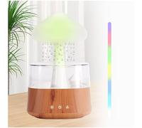 FARMAHAR Diffuseur De Nuage De Pluie, 7 Couleurs LED 450ml Lampe Champignon Pluie, pour la Maison, Le Bureau, la Chambre,Woodgrain
