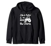 Farmer Life is Better on The Farm Tractor Country Humour Sweat à Capuche