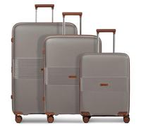Farmhood Eco Edition - Lot de 3 valises rigides durables - Trolleys avec soufflet extensible de 6 cm - Matériau robuste et léger - 4 roulettes doubles et serrure TSA - Pour homme et femme, cappuccino
