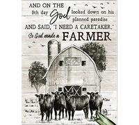 Farmhouse Angus Cow So God Made A Farmer Farmhouse Panneau vintage Décoration d'intérieur Poster Décoration murale en métal 20,3 x 30,5 cm