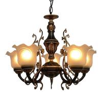 Farmhouse Black and Gold Mid Century Chandelier Dining Milk Glass Flower Hanging Pendant Light Kitchen Island Vintage Rustic Industrial Ceiling Lamp for Bedroom Living Room