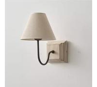 Farmhouse French Country Murce Applexion en Bois avec Une Teinte de Tissu Lampe Murale Milieu du siècle (Gris)