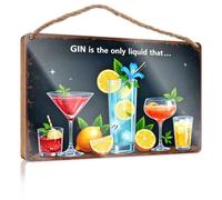 Farmhouse Signs Gin Cocktail Delights : A Refreshing Blend Of Flavor And Fun Panneau en bois à suspendre pour décoration de chambre vintage (20 x 30 cm)