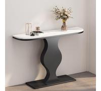Farmhouse Table console étroite du milieu du siècle moderne du milieu du siècle avec dessus en marbre, bureau d'appoint stable pour salon, couloir, hall d'entrée - Finition noire