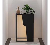 Farmhouse Table console étroite - Table carrée cannelée avec dessus en faux marbre et cadre en métal pour entrée et salon, parfaite derrière le canapé (noir, 55 cm)