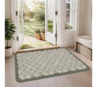 Farmhouse Tapis vichy lavande 0,6 x 0,9 m | Motif vichy, branches botaniques, esthétique de ferme, accents d'intérieur rustiques, texture douce et rembourrée