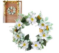 Farmhouse Wreath - 15.74 Inches Front Door Wreath Greenery, Reusable Home Decor Accents with Realistic Foliage, Spring Welcome Sign, Wall Window Ornament, Artificial Garland for Indoor and Outdoor Use