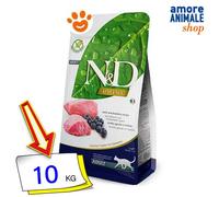 Farmina N&D Aliments secs pour chats adultes sans céréales Agneau et Myrtille 10 kg