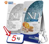 Farmina – Aliment pour chat – N&D Ocean Hareng, Potiron et Orange Adulte 5 kg