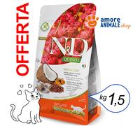Farmina N&D Quinoa Peau et Pelage pour chats – Hareng, Quinoa, Noix de coco et Curcuma – 1,5 kg