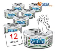Farmina Cat VET LIFE Boîtes de 85 gr - OBESITY - Pâtée pour Chat, Chats