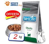 Farmina Cat Vet Life Naturel → Obésité - 2 KG - Réduit Poids en Excès Pour Chats