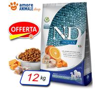 Farmina – N&D Ocean Dog – Morue, Potiron et Orange – Adulte Medium & Maxi – 12 kg