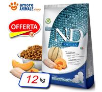 Farmina N&D Ocean Dog Chiot Moyen et Maxi Morue, Potiron et Melon cantaloup 12 kg