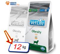 Farmina VetLife Obesity Fish – nourriture diététique poisson pour chiens adultes diabétiques – 12 kg