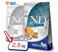 Farmina N&D Ocean Dog Adult Mini – Morue, Épeautre, Avoine et Orange – 2,5 kg
