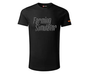 Farming Simulator Taille S-T-Shirt 100% Coton-Inscription Grise-avec Empreintes de pneus-Couleur : Noir-Simulateur agricole, Giants.008.1